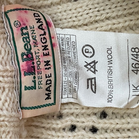 LL Bean vintage wool cream sweater UK XL - Picture 2 of 5